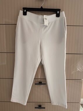 J.Jill White French Terry Stretch Pull-On Crop Pants